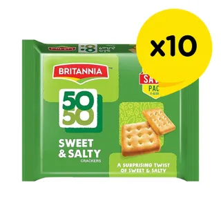 Britannia 50-50 Sweet & Salty Crackers, 10x62g