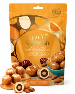 Tamrah Caramel White Chocolate Date & Almond Bag, 100g
