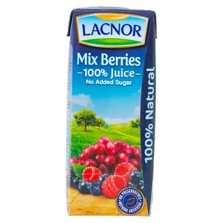 Lacnor 100% Mix Berries Juice No Added Sugar, 180 ml