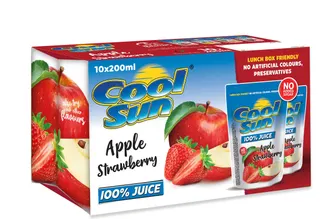 Cool Sun Apple & Strawberry Juice No Added Sugar, UAE, 10x200ml