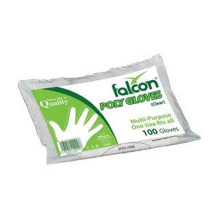 Falcon Clear Bio-Degradable PE Plastic Gloves, 100pieces