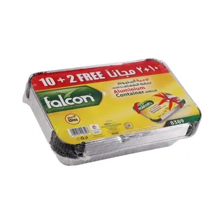 Falcon Aluminium Container with Lid, 750CC, 10 Pieces + 2 Pieces Free