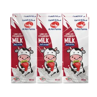 Al Ain Farms Uht Strawberry Full Cream Milk, 6x180ml