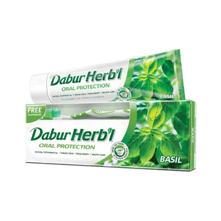 Dabur Herbal Toothpaste Basil, 150g + Toothbrush