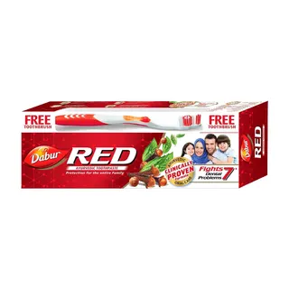 Dabur Red Ayurvedic Toothpaste for Teeth & Gums, 200g + Toothbrush