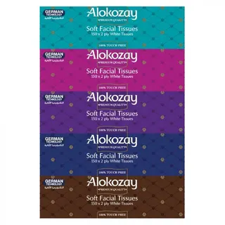 Alokozay 2 Ply Soft Facial Tissues, 5x150 Sheets