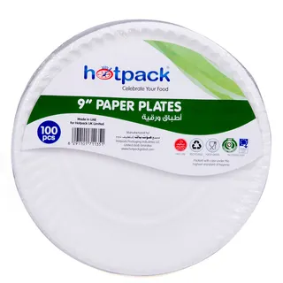 Hotpack Paper Plate, 9inchX 100pcs