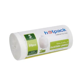 Hotpack Dustbin Liners White Roll, 45x55cm, 5 Gallon, 50 Pieces
