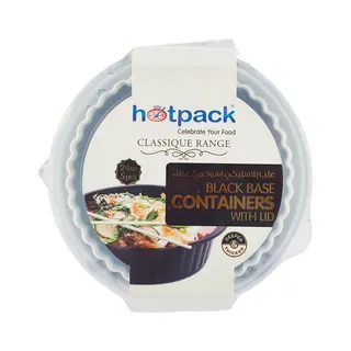 Hotpack Black Base Round Microwavable Container With Lid, 32o