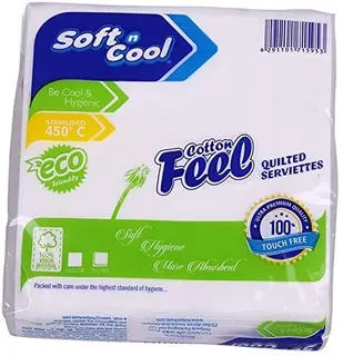 Soft N Cool Cotton Feel Paper Napkins White, 25 Pieces