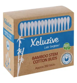 Xcluzive Eco-Friendly Bamboo Stem Cotton Swabs, 200 Pieces