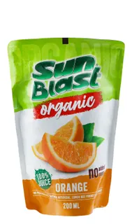 Sun Blast 100% Organic No Added Sugar Orange Juice 200 ml