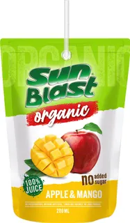 Sun Blast 100% Organic Apple & Mango Juice No Added Sugar, 200ml