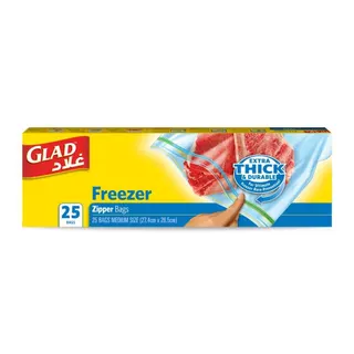 Glad Freezer Zipper Bags, 27.4 x 26.5cm, 25 Bags