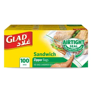 Glad Sandwich Zipper Bags (14.4x16.5cm), 100 Bags