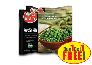 Al Ain Frozen Green Peas, 2x400g