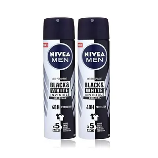 Nivea Men Invisible for Black & White Deodorant Spray, 2x150ml