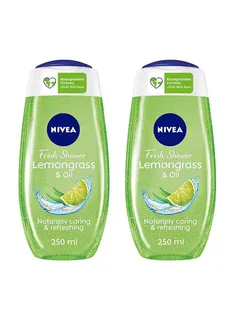 Nivea Shower Gel Body Wash, Lemongrass & Oil Caring Oil, 2x250ml