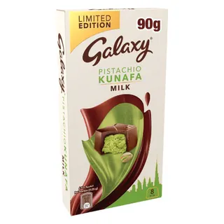 Galaxy Pistachio Kunafa Milk Chocolate Tablets, 8 Pieces, 90g