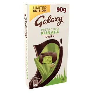 Galaxy Pistachio Kunafa Dark Chocolate Tablets, 8 Pieces, 90g