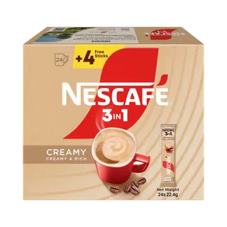 Nescafe 3in1 Creamy & Rich Latte Instant Coffee Sticks Box, 20+4x22.4g