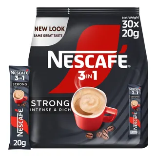 Nescafé 3in1 Strong Intense & Rich Instant Coffee Sticks, 30x20g