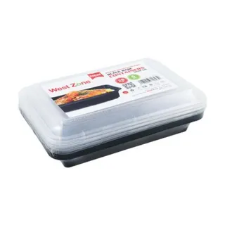 West Zone Black Base Rectangular Container with Lid, 828ml