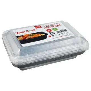 West Zone Black Base Rectangular Container with Lid, 473ml