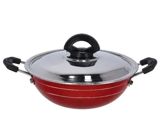 Royalford RF10005 Nonstick Mini Kadai with Stainless Steel Lid 18cm