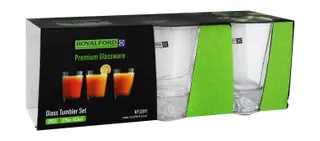 Royalford Premium Clear Tumbler Glass Set, 3x275ml