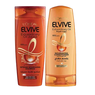 L'Oreal Elvive Extraordinary Oil Intense Nourishing Shampoo with Jojoba Oil for Very Dry Hair (400ml) & Nourishing Conditioner (360ml) for Normal to Dry Hair, 1 bundle
