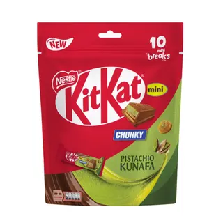 KitKat Chunky Mini Pistachio Kunafa Chocolate Bars, 10 Pieces, 166g