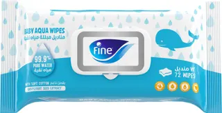 Fine Baby Water Wipes with Grapefruit Seed Extract, Pack of 72 Wipes
