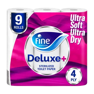 Fine Deluxe 4 Ply Toilet Paper, 9x140 Sheets