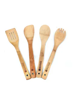 Royalford Carbonizd Bamboo Kitchen Tools, 4pcs
