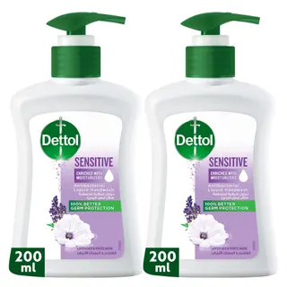 Dettol Sensitive Lavender & White Musk Scent Liquid Handwash, 2x200ml