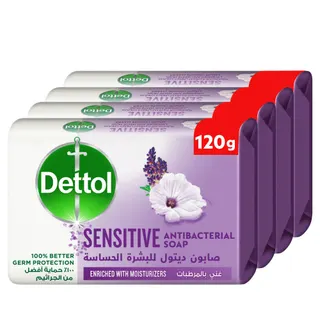 Dettol Sensitive Lavender & White Musk Scent Bar Soap, 4x 120g
