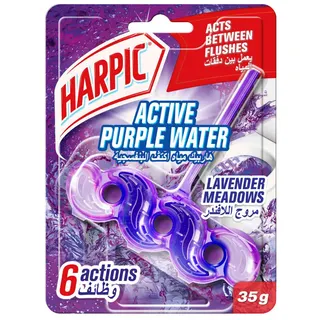Harpic Active Purple Lavender Meadows Scent Water Toilet Rim Block, 35g