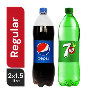 Pepsi Cola & 7UP Soft Drink, 2x1.5L