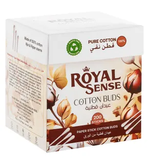Royal Sense Pure Cotton Swabs, 200 pieces