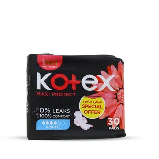 Kotex Maxi Protect Normal Size Sanitary Pads with Wings, 30 Pads
