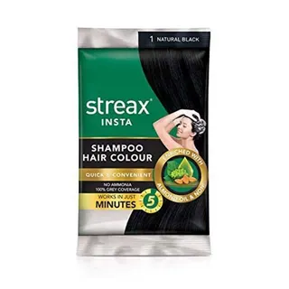 Streax Insta Shampoo Hair Colour - Natural Black, 25 ml
