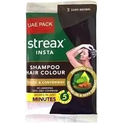 Streax Insta Shampoo Hair Colour - Dark Brown, 25 ml