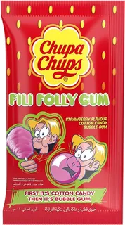 Chupa Chups Fili Foly Cotton Candy Gum Strawberry, 11 g