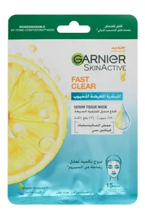 Garnier Skin Active Fast Clear Brightening Facial Serum Tissue Mask with Salicylic Acid & Vitamin C, 1 Piece