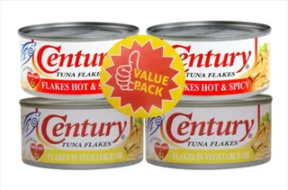 Century Tuna in Vegetable Oil & Hot & Spicy Flakes Value Pack, 4x180g