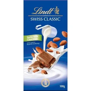 Lindt Swiss Milk Chocolate with Roasted Almonds, 100g