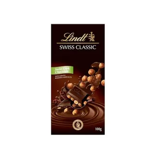 Lindt Swiss Classic Dark Chocolate with Roasted Hazelnuts, 100g