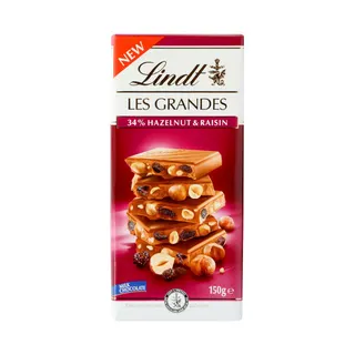 Lindt Les Grandes Hazelnut & Raisin Chocolate, 150g