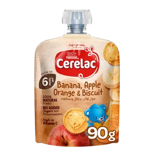 Cerelac Puree Banana, Orange & Biscuit, 90g